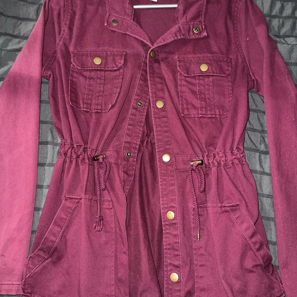Arizona Jean Company Red Utility Jacket with Drawstring Waist